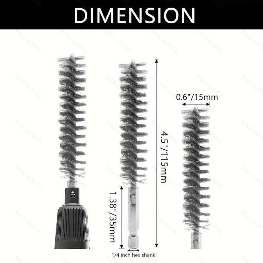 Pipe Brush 1/4 inch Steel Wire Brush 304 Stainless Steel Deburring and Polishing Hexagonal Bar Grinding Tool