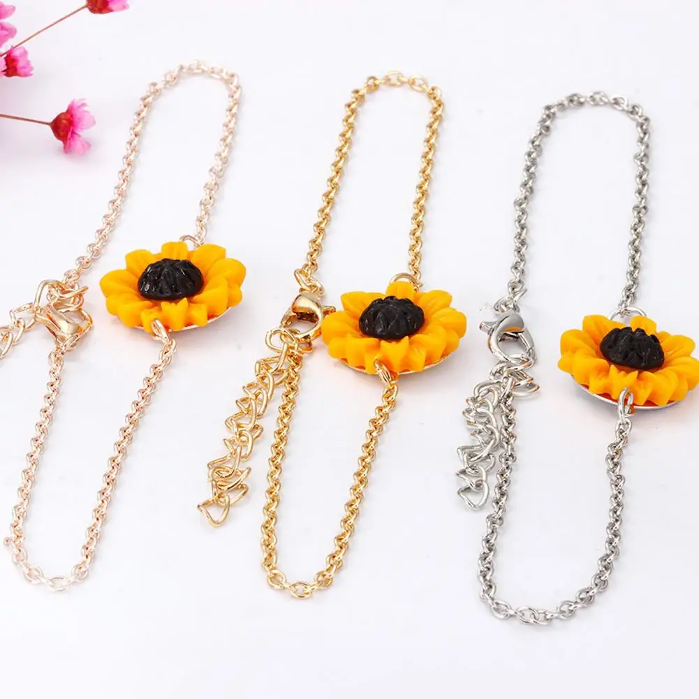 4Pcs/Set Women Jewelry Set Sunflower Shape Vivid Stainless Leaf Decor Necklace Ring for Wedding