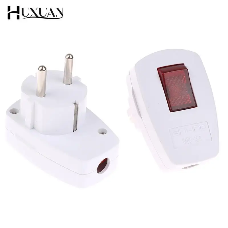 

1Pc Germany Type F Rewireable Power Plug W/ LED Indicator Switch Detachable Plug