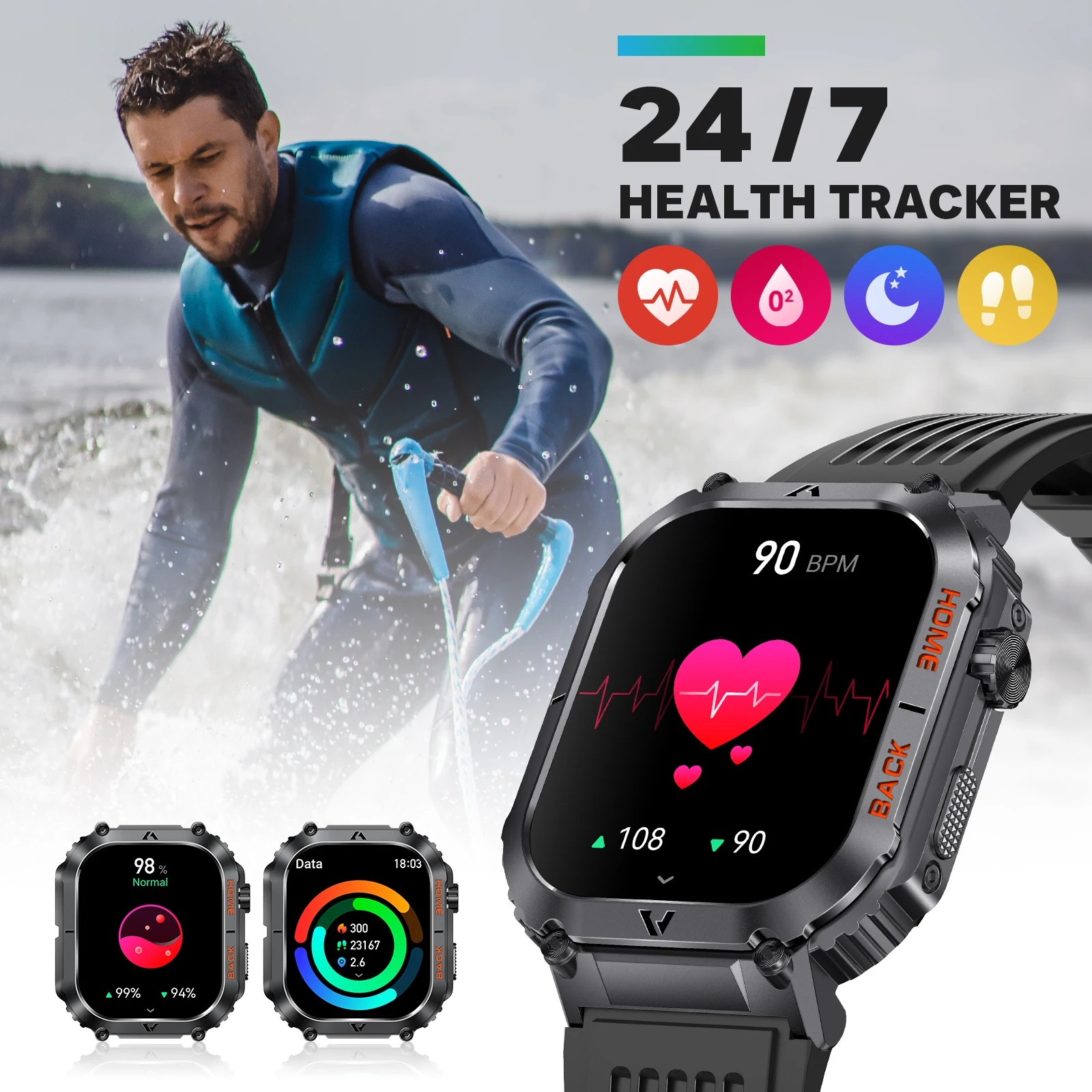 Smartwatch Uomo AMOLED 1,85'' Con Chiamate Bluetooth E Monitoraggio Cardio, SpO2, Sonno - 2025