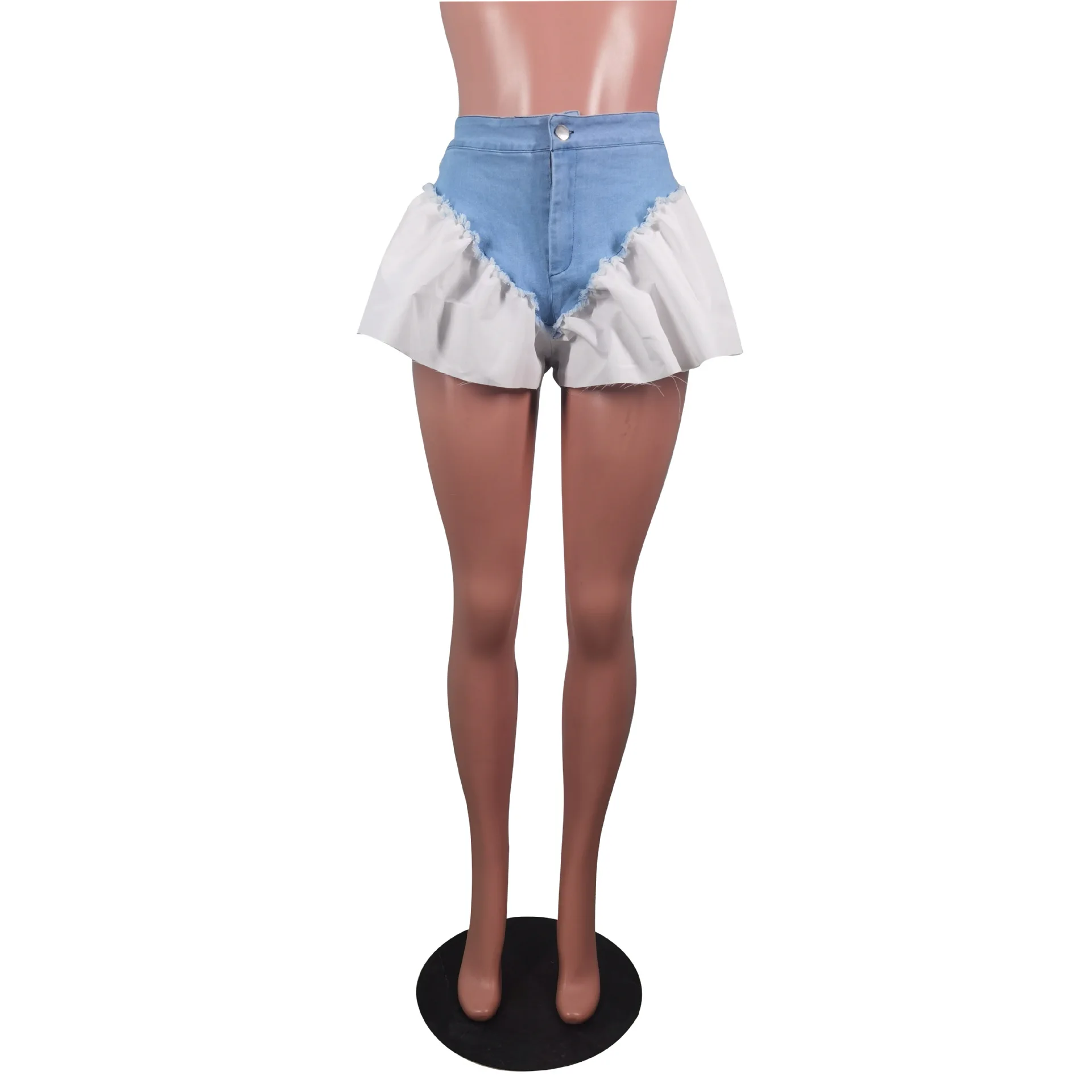 Patchwork Denim Women's Shorts Splicing High Stretch Y2k Jean Shorts Summer Streetwear Trends Sexy Girl Short Pants Clothing