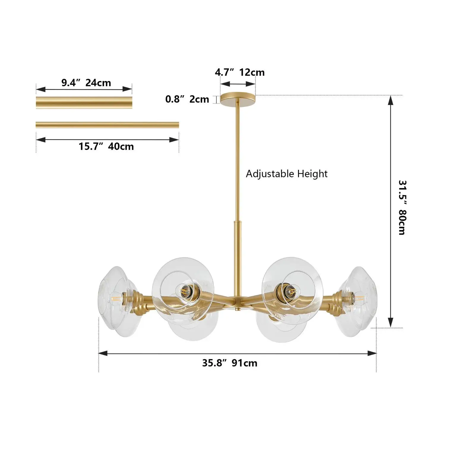 Elegant Gold Pendant Light Fixture Sputnik Chandelier Clear Glass Hanging Lamp for Dining Room Ceiling Modern Decor Elegant Gold Pendant Light Fixture Sputnik Chandelier Clear Glass Hanging Lamp for Dining Room Ceiling Modern Decor