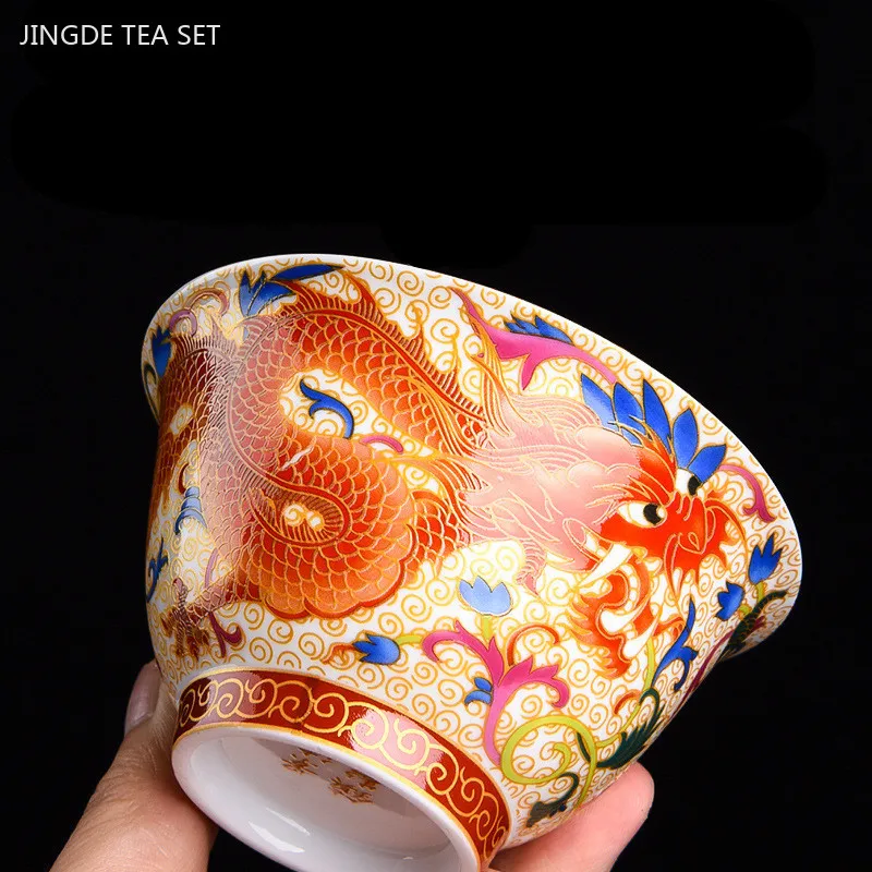160ml Ceramic Enamel Gaiwan Exquisite Hand-made with Cover Teacup Custom Portable Tea Bowl Chinese Tea Set Beauty Tea Infuser
