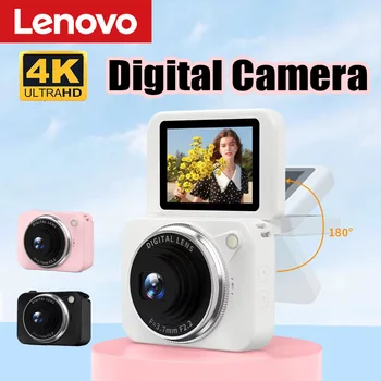 Fotocamera Lenovo 4K HD Pixel 180 °   Videocamera CCD Flip-Up per Vlog e Selfie, Compatta e Portatile, Ideale per Studenti, Regalo Perfetto