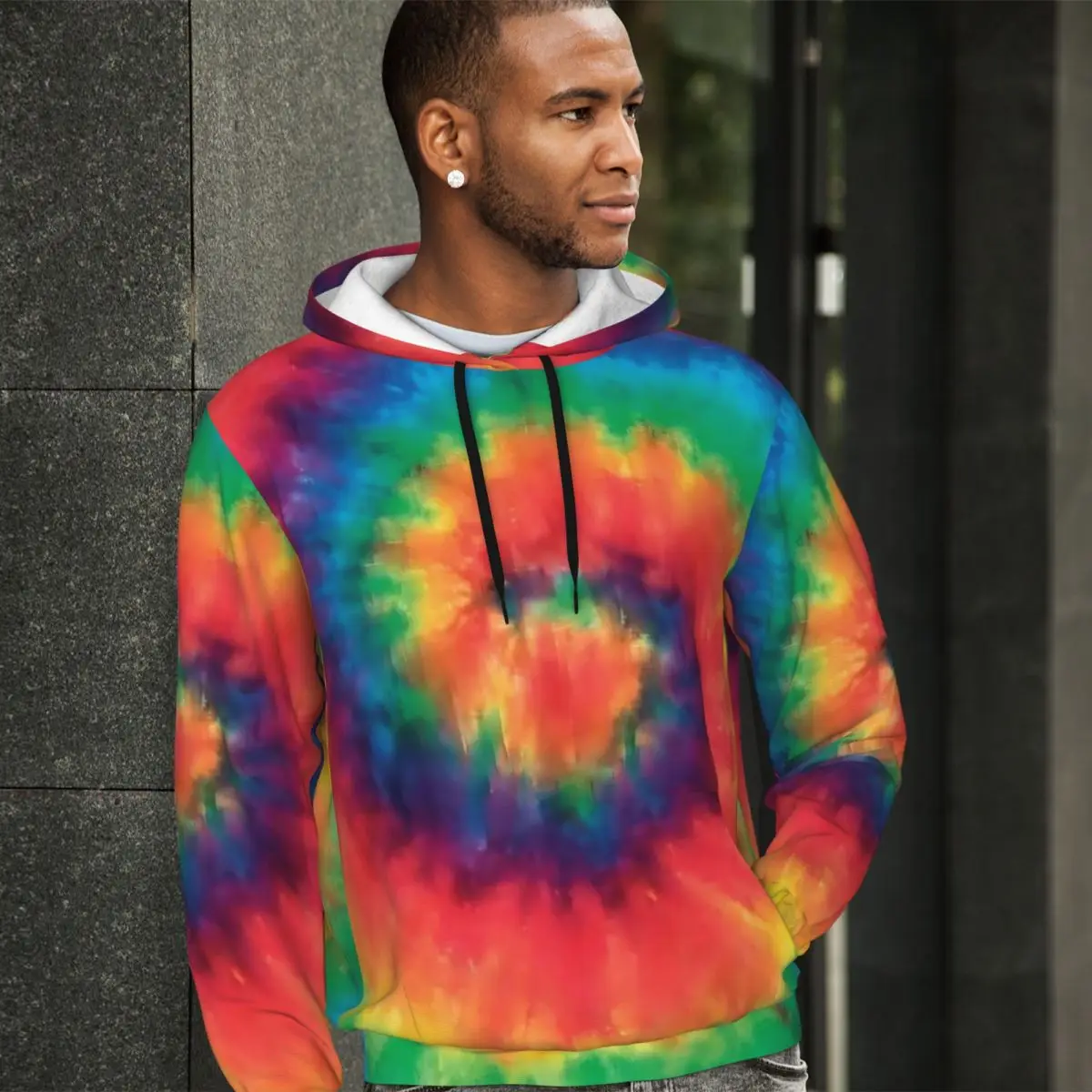 

Hippie Tie Dye Casual Hoodies Man Spiral Rainbow Trendy Pullover Hoodie Autumn Loose Design Sweatshirts Oversized Clothing