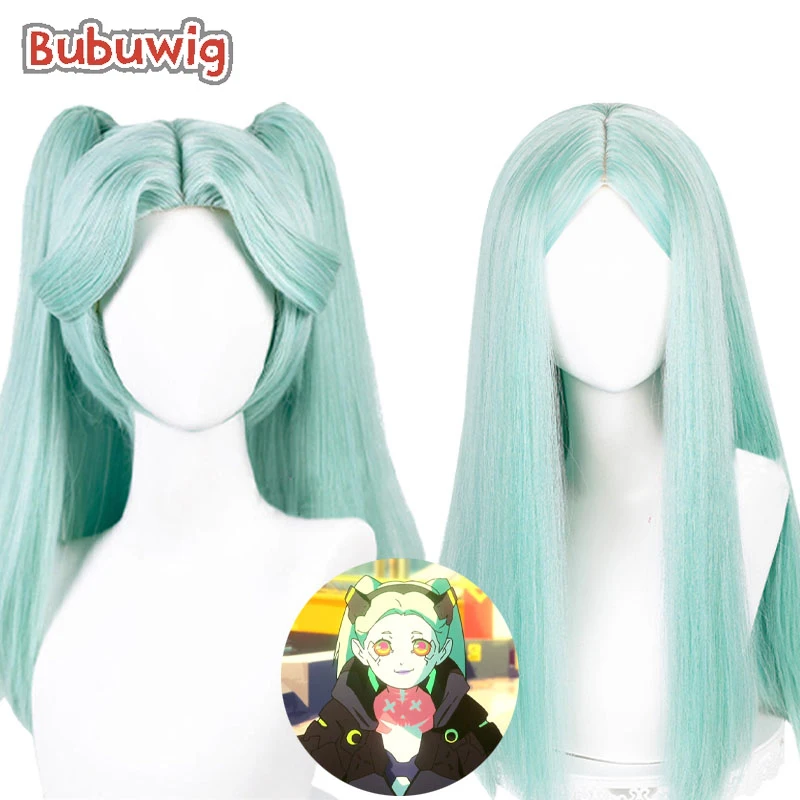 

Bubuwig Synthetic Hair Game Edgerunners 2022 Rebecca Cosplay Wig 45cm Women Long Straight Green Ponytail Heat Resistant Wigs