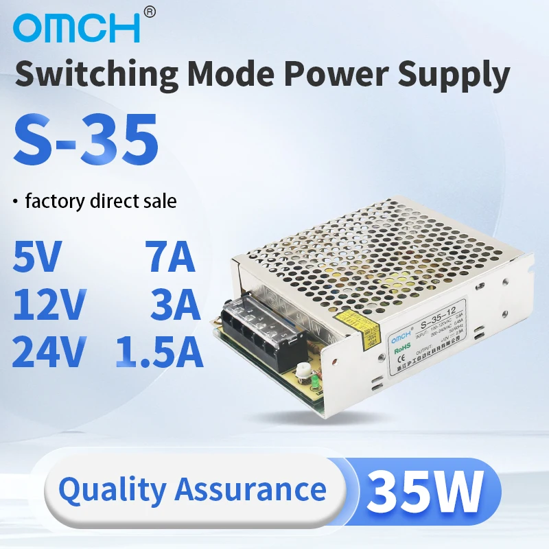 

OMCH 35W Switching Power Supply S-35 Single Output Overload Protection Short Circuit Protection 35W AC DC 5V 12V 24V Converter