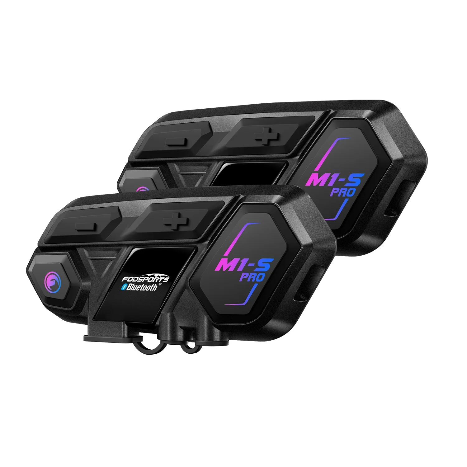 2 Pieces Fodsports M1-S Pro Motorcycle Helmet Intercom Wireless Bluetooth Headset, Moto Interphone, 10 Riders 2000M