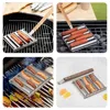 Stainless Steel BBQ Tools with Rustproof Square Grilling Grid Sausage Roller Rack Easy To Clean Party Camping Sausage Tools 4