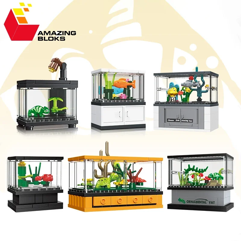 

Fish Tank Building Blocks Set Pet Creative Diy Educational Building Blocks Toy Home Furniture City Building Bricks Children Toys