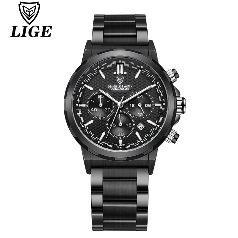 

LIGE Brand Luxury Fashion Business Quartz Man Watch Luminous Pointer Waterproof Wristwatch for Men Stainless Steel Casual Clock