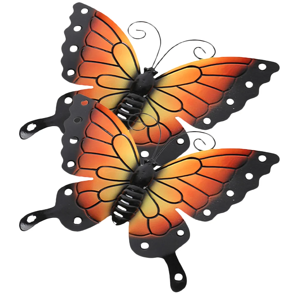 

2Pcs Wall Butterfly Decor Metal Butterfly Hanging Decoration Garden Fence Butterfly Hanging Ornament