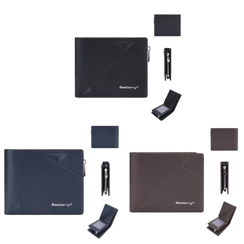 

Новинка 2023 года, мужской короткий кошелек из искусственной кожи, двойной кошелек, тонкий винтажный держатель для кредитных для