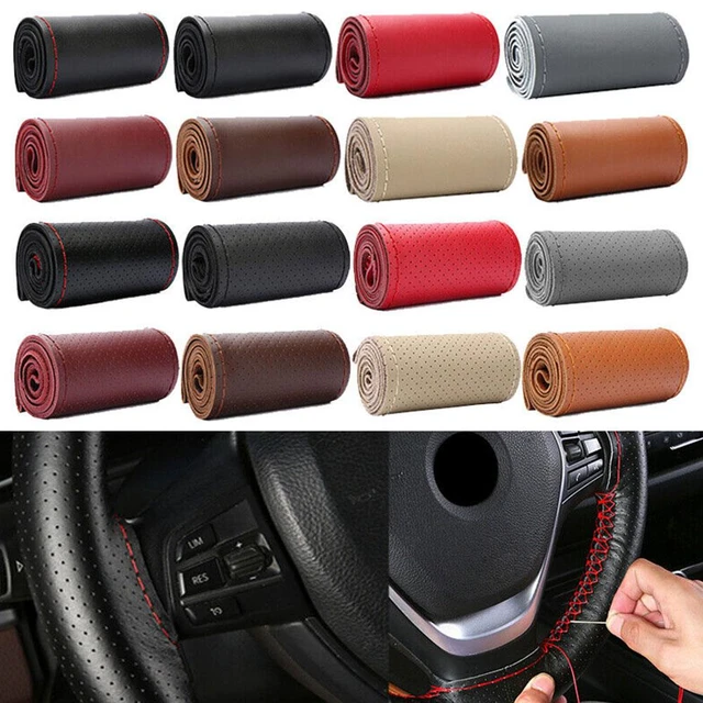 Universal Leather Car Steering Wheel Stitch On Wrap Cover DIY Sewing  Breathable and Anti Slip - AliExpress