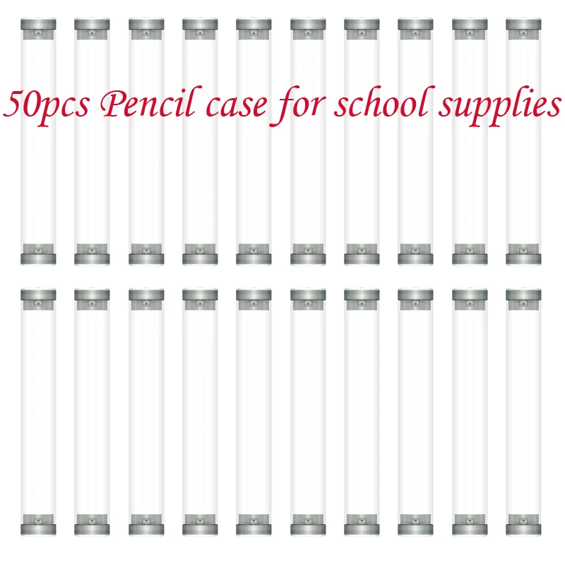 

50Pcs Transparent Acrylic Cylinder Tube Pen Cases Gift Boxes for Office School Supplies Pen Container Storage