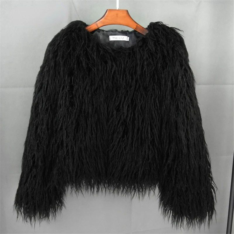 Colorful Warm Faux Women Fur Coat Loose Black White Pink Plush Coat Female Jacket Fur Autumn Winter Shaggy Outerwear 6