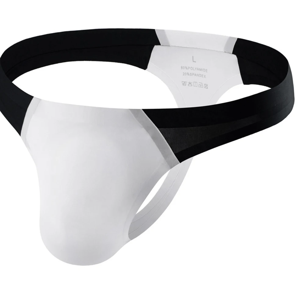 

Men Sexy G-String Bulge Pouch Panties T-back Thongs Ice Silk Seamless Underwear Breathable Underpants Soft Lingerie Patchwork