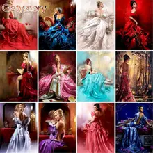 

GATYZTORY Oil Painting By Numbers For Adults Red Dress Dancer Figure Paint By Numbers Diy Unique Gifts Coloring Artcraft
