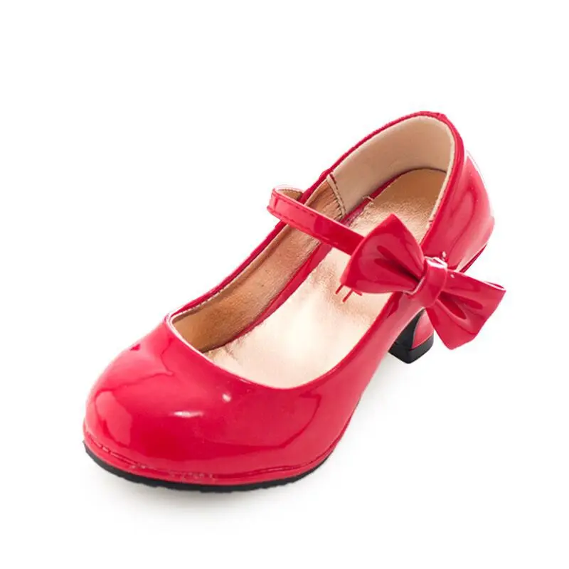 Girl's High Heel Leather Shoes for Spring Autumn School Performance Kids Fashion Causal Princess Dress