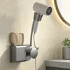 Bathroom Shelf on The Wall Without Drilling Multifunctional Storage Shelves Organizer Bathroom Hair Dryer Holder Toilet Cradle 2