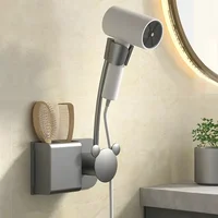 Bathroom Shelf on The Wall Without Drilling Multifunctional Storage Shelves Organizer Bathroom Hair Dryer Holder Toilet Cradle 2