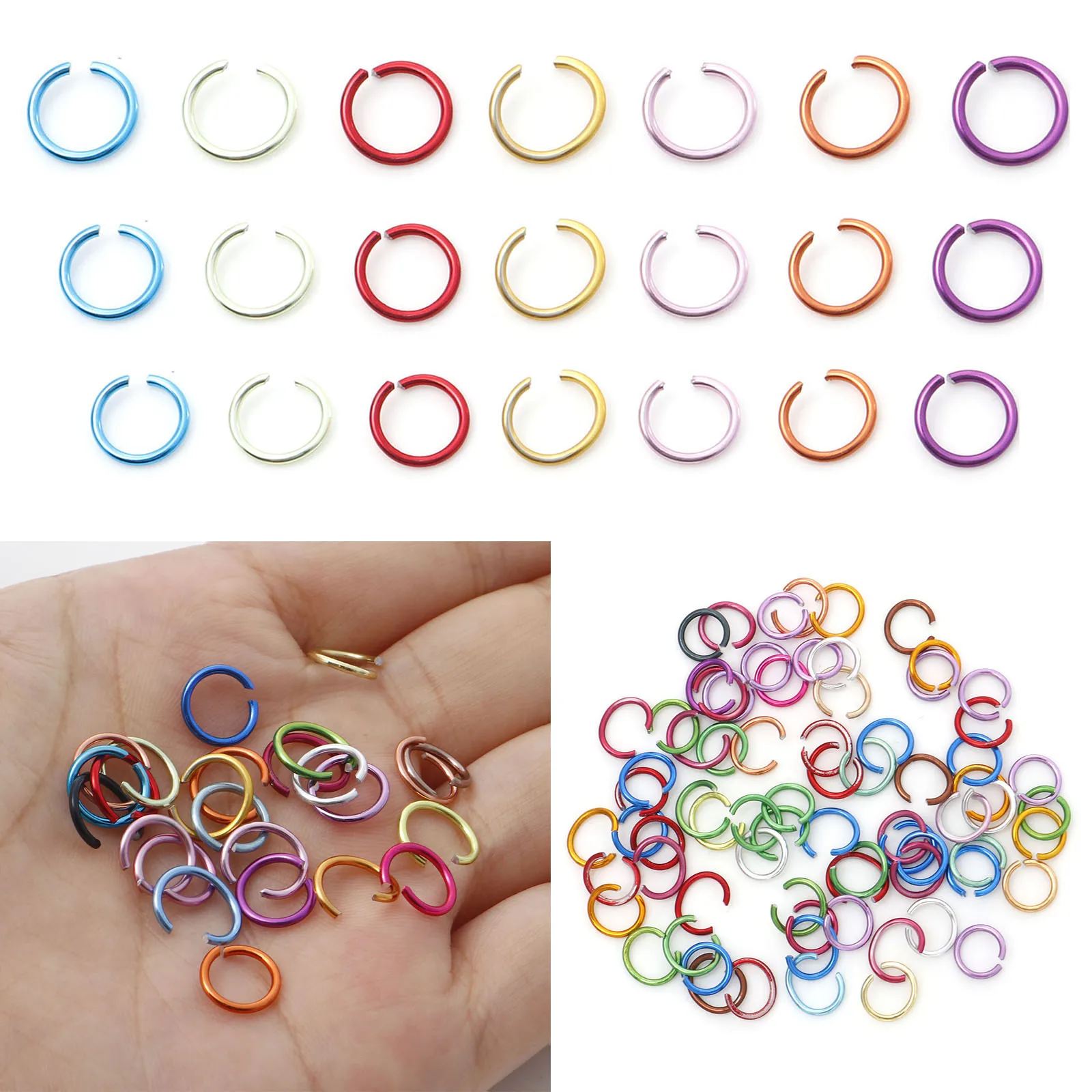300pcs 1mm Aluminum Open Jump Rings Findings Round Multicolor Diy