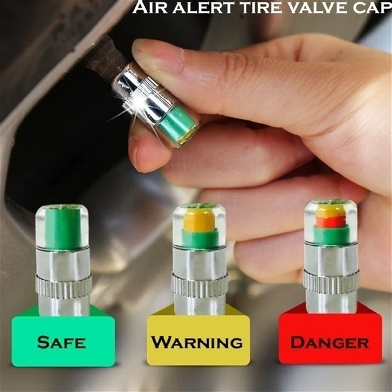 Enhanced Tire Pressure Monitoring Valve Caps - Set of 4