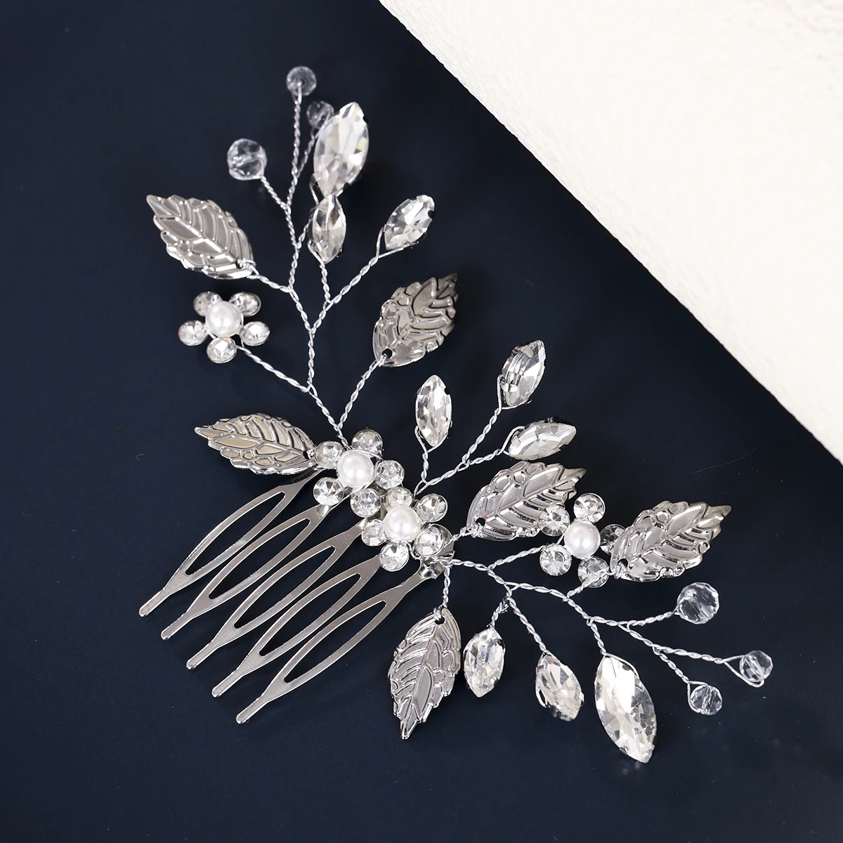 Mode Blatt Kristall Perlen Haar Kamm Perle Blume Täglichen Kopfschmuck Braut Hochzeit Pony Seite Clip Brautjungfer Geschenke – Detail 11