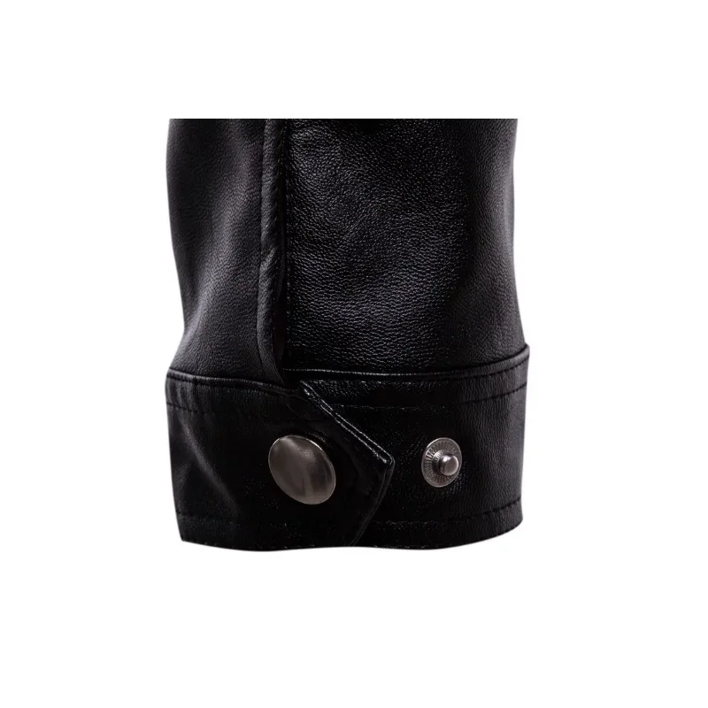 2023 Autumn Winter New Men Biker Leather Jacket Solid Color Polo Collar Pocket Stitching Men Leather Coat Casual Slim Outcoat