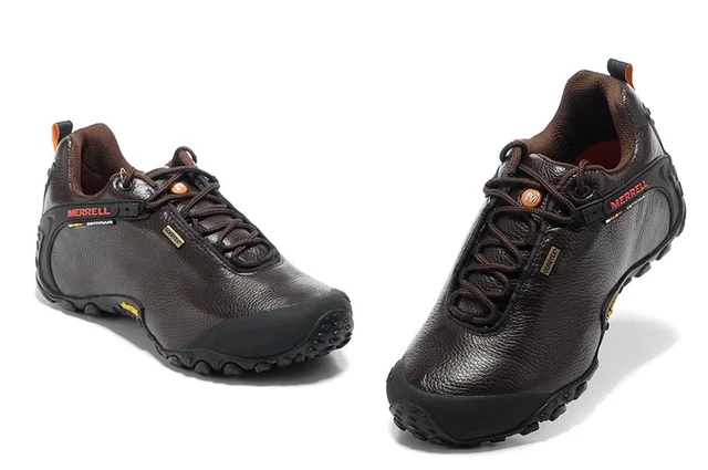 Merrell GORE-TEX-zapatos de senderismo de cuero genuino para hombre,  zapatillas originales para acampar al aire libre, montañero, café,  escalada, 39-46 - AliExpress