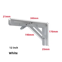 Heavy Duty Stainless Steel Folding Shelf Brackets with Screws - Set of 2 - Universal (2pcs white 12inch)