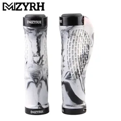 Durable Ergonomic Rubber Bicycle Handlebar Grips - Waterproof & Dustproof MTB Cuffs (BLACK-WHITE)