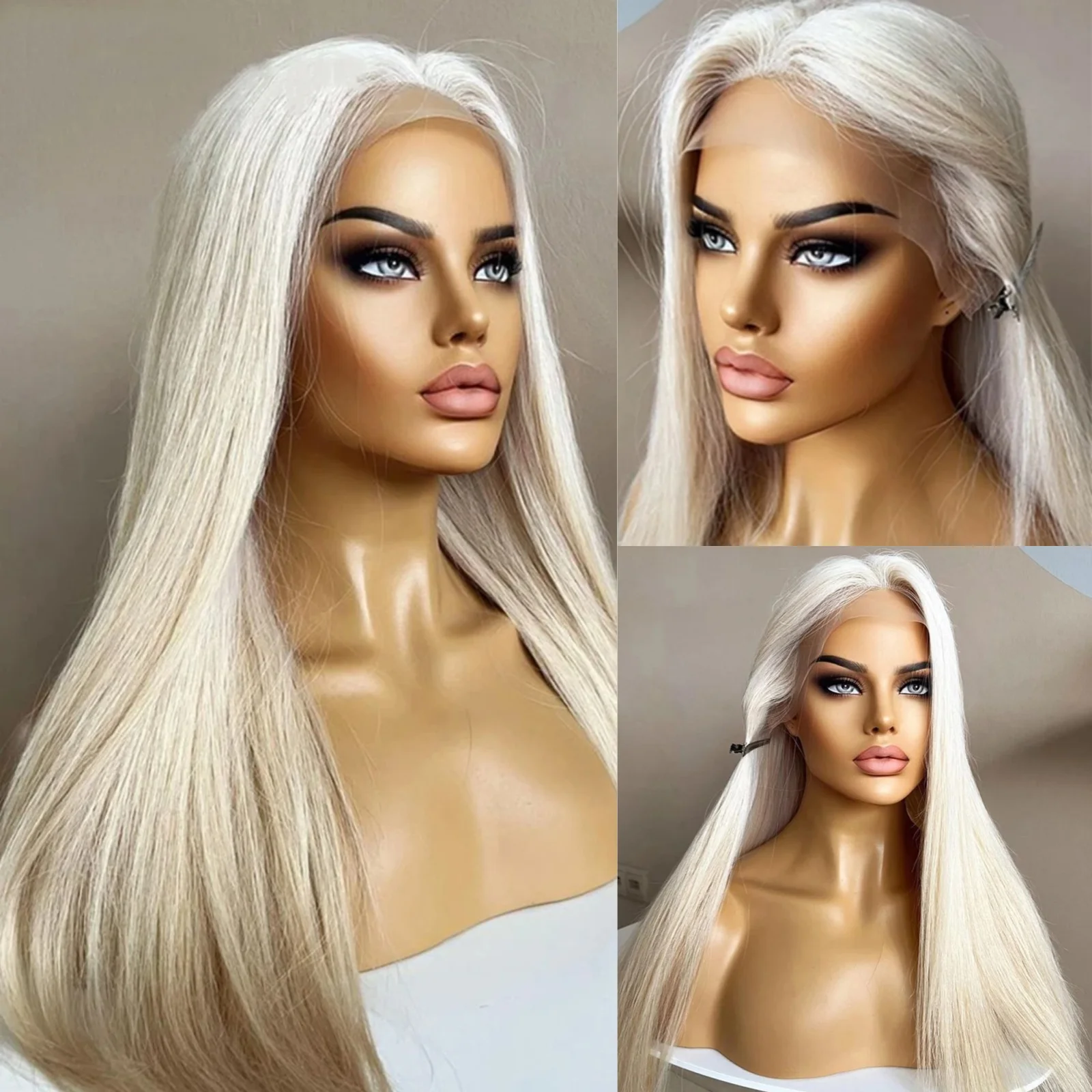 Long Silky Straight Synthetic Lace Front Wig Middle Part 13X4 Frontal Heat Resistant Fiber Colored Wigs for Women Cosplay Party