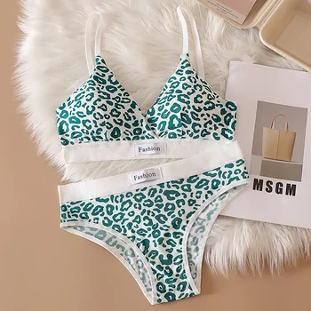 Women Seamless Bra Set Low Waist Panties Cotton 11