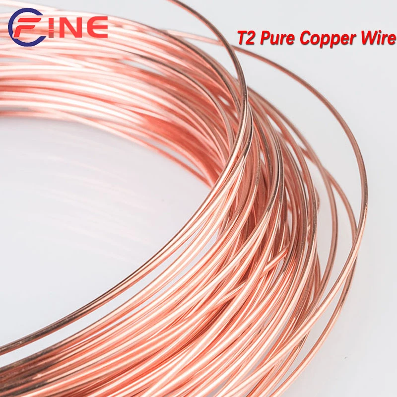 T2 99.9 Pure Copper Wire Copper Coil Conductive Red Copper Bare Line Superfine Copper Wire
