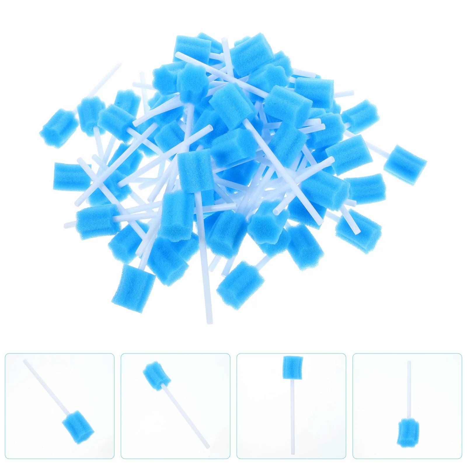 

100PCS Care Swabs Mouth Cleaning Mouth Cleaner Sponge Supplies for Adults Kids Senior Blue