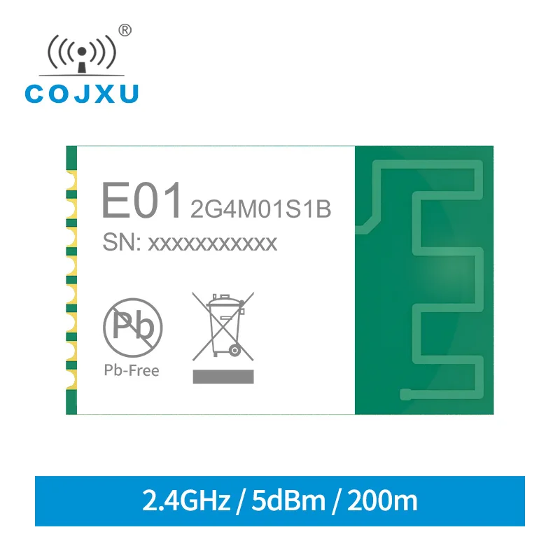 PCB 안테나 SPI 모듈 SMD 스몰 사이즈 크리스탈 발진기, 송신기 및 리시버 E01-2G4M01S1B, 2.4GHz, 5dBm, 200m