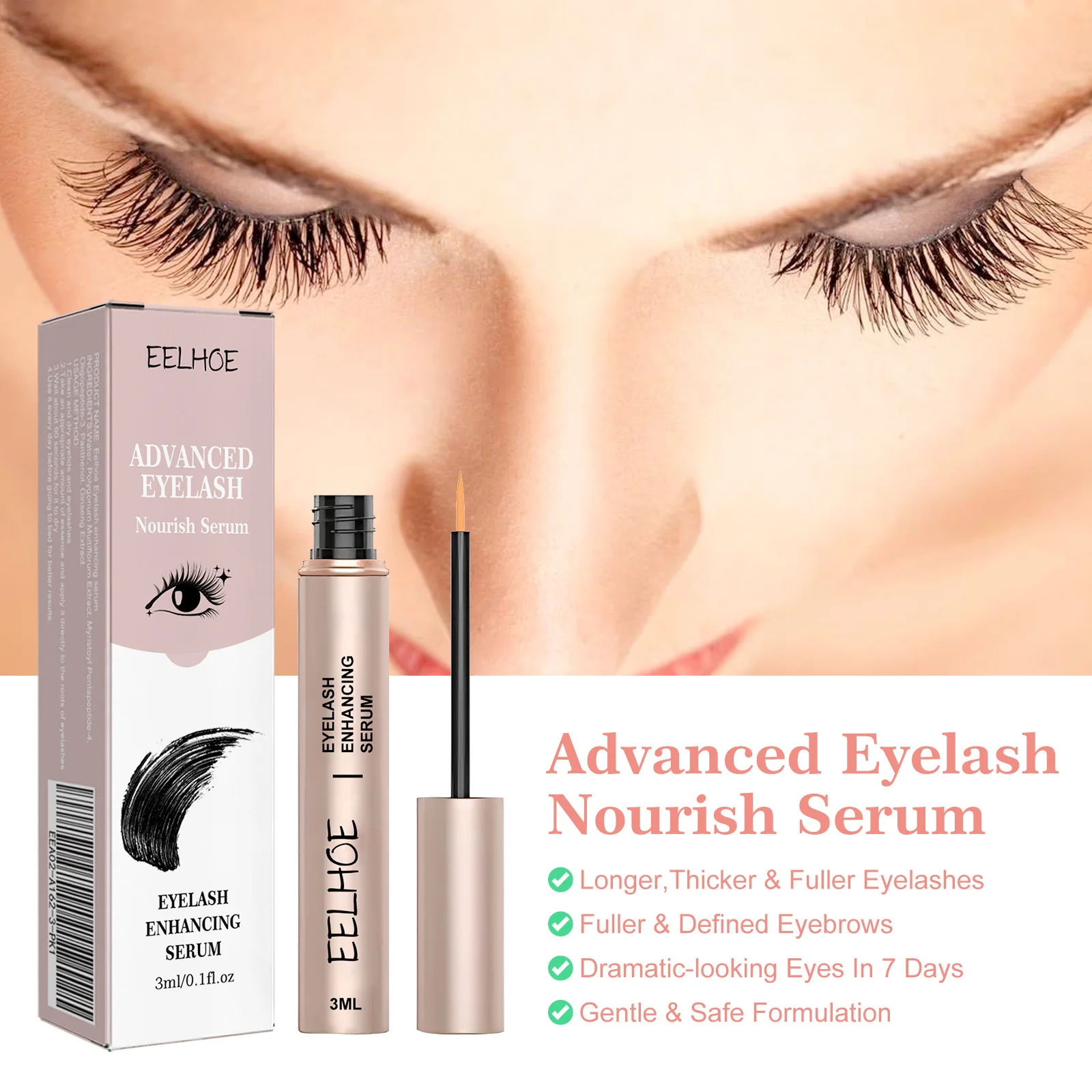 EELHOE Eyelash Growth Serum Lifting Eyelashes Enhancer Eye Lash Fuller Thicker Nourish Lashes Longer Female Makeup Cosmetics eyelash growth serum