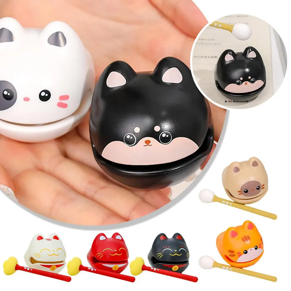 Wooden Knock Toy Percussion Soundmaking Fish Fortunate Cat Figurines Instrument Wooden Gift