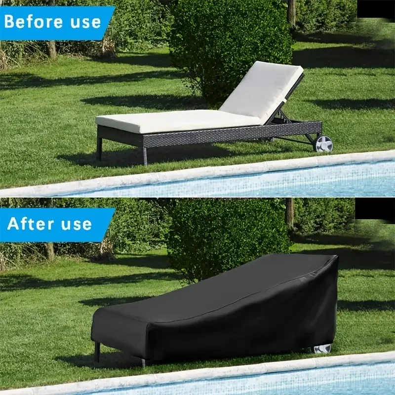 Chaise Lounge Cover Waterproof Lounge Chair Recliner Protective Cover for Outdoor Courtyard Garden Patio 6
