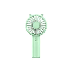 Compact Portable USB Rechargeable Handheld Fan with Desk Base - White (Green)