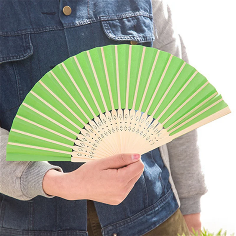 32Pcs Multicolor Bamboo Folding Fan Handheld Fans Paper Folded Fan for Wedding Party and Home Decoration