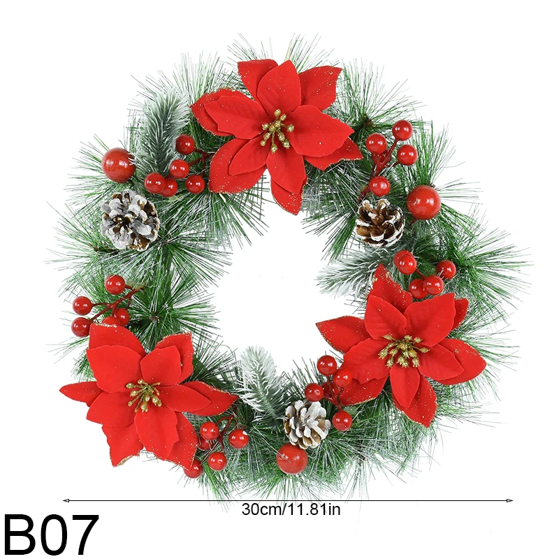 thumbnail image 1 of 30cm Christmas Wreaths Door Hanging Rattan Venue Layout Christmas Decorations Garland for Home Party Decoration Noel New Year, 1 of 5