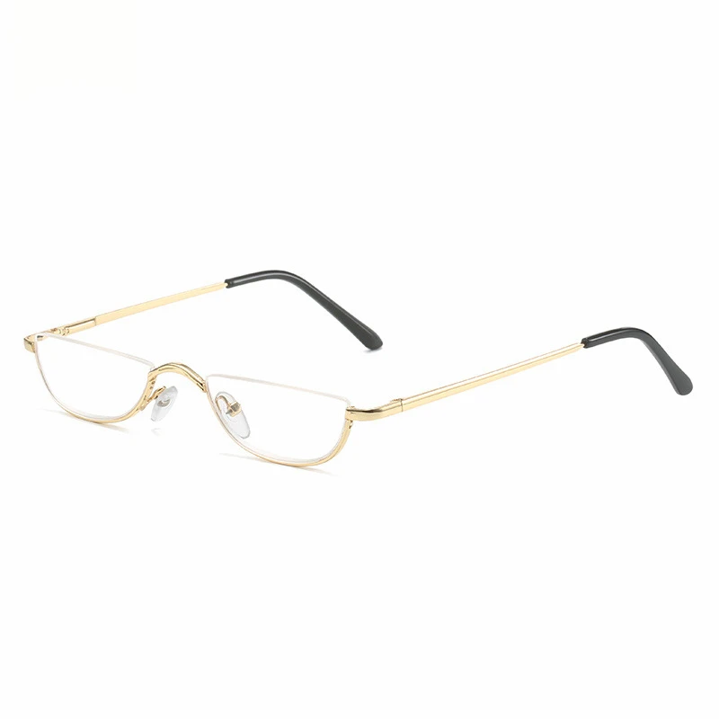 

Retro Reading Glasses High-definition Metal Spring Hinges Half Moon Semi Rimless Readers Optical Spectacle Small Frame Eyeglass