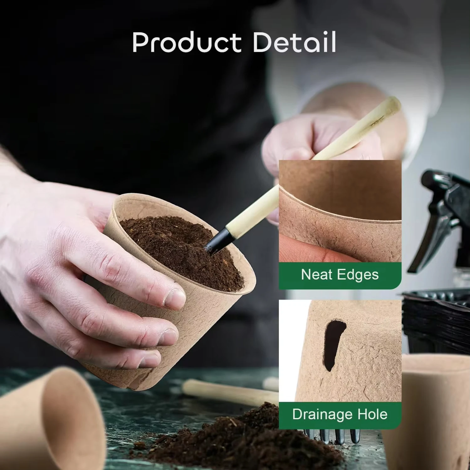 New 50 Packs 3 Inch Peat Pots Plant Starters  Seedling with 15 Pcs Plant Labels, Biodegradable Herb Seed Starter Pots Kits 6