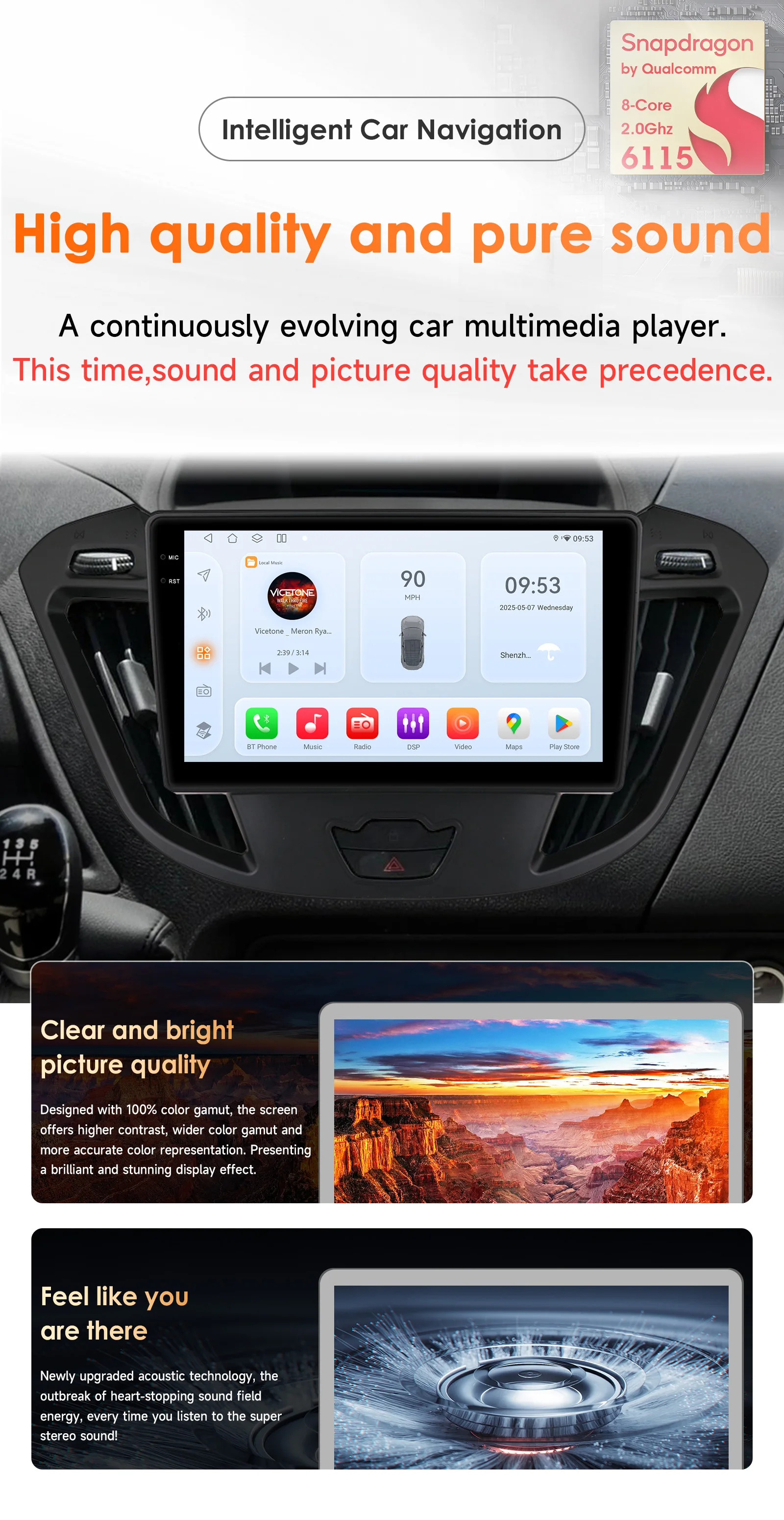 Hizpo Auto Radio Autoradio Für Ford Transit Tourneo Custom 2013 - 2021 Auto Multimedia GPS Player CarPlay Android Auto 4G BT 6115 – Detail 2