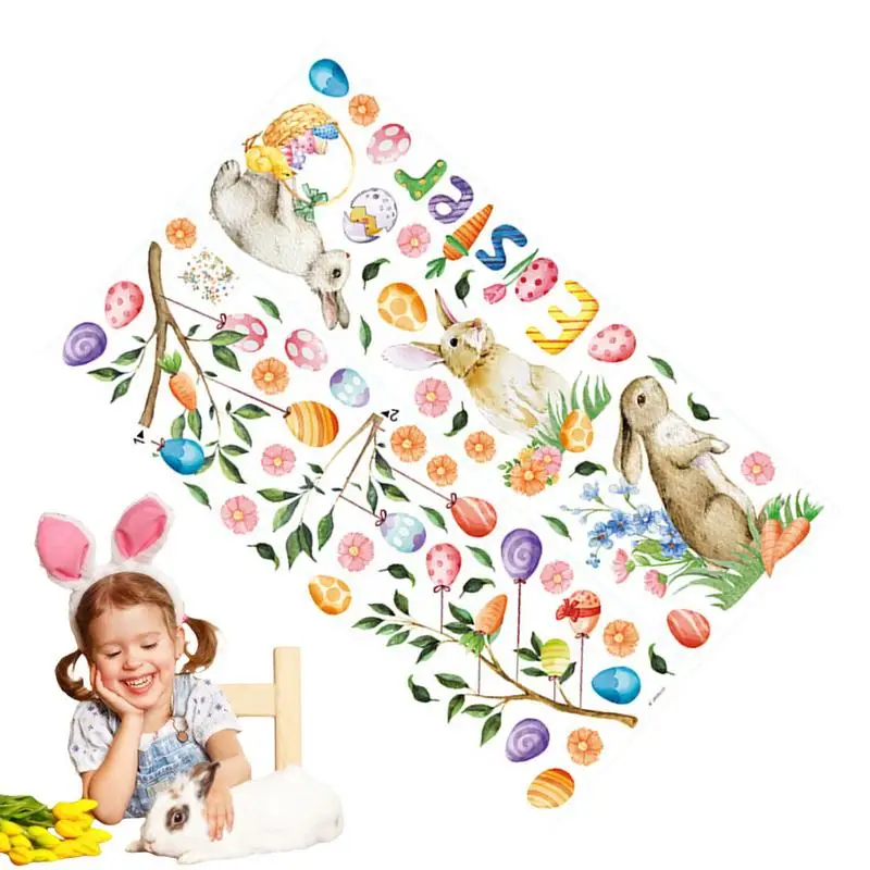 

Easter Wall Sticker Cartoon Animal Egg Window Cling Multifunctional Self Adhesive Easter Bunny Rabbit Glass Sticker For HomeDeco