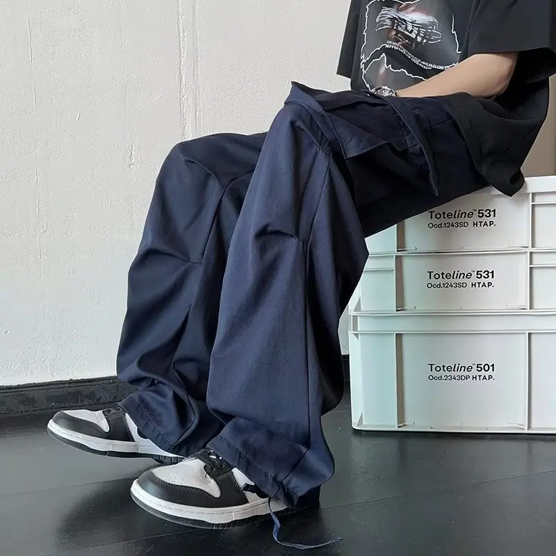Solid Multi Pocket Work Wear Pants,Men's Summer Straight Leg Cargo Pants,Loose Casual Outdoor Pants,Men's Baggy Pants Streetwear