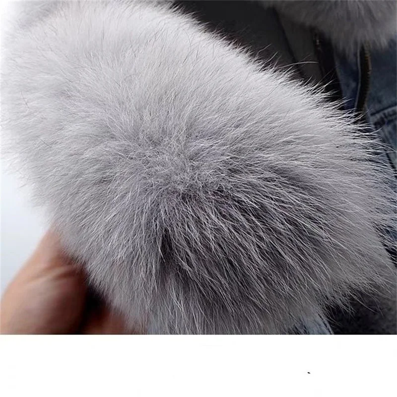 Thick Imitation Fox Fur Grass Patchwork Women's 2025 New Autumn And Winter Fur Coat Denim Jacket Lamb Wool LinerJacket For Women