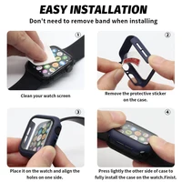 Étui rigide PC + Film trempé Anti-chute pour Apple Watch 40 38 41 42 44 45mm, protection d'écran étanche pour iWatch 7 6 5 4 3 2 1 5